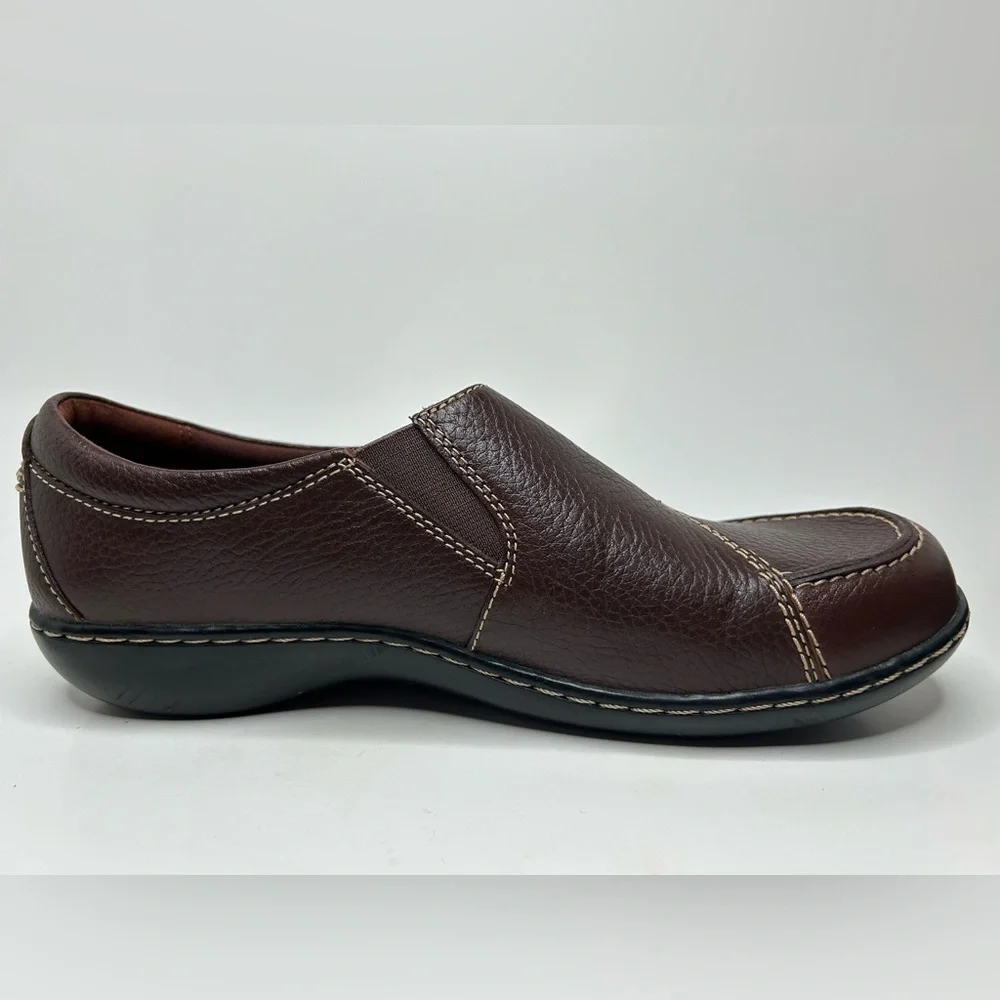 Clark’s Ashland Lane Q Brown Leather Slip On Loafer Size 8.5 M